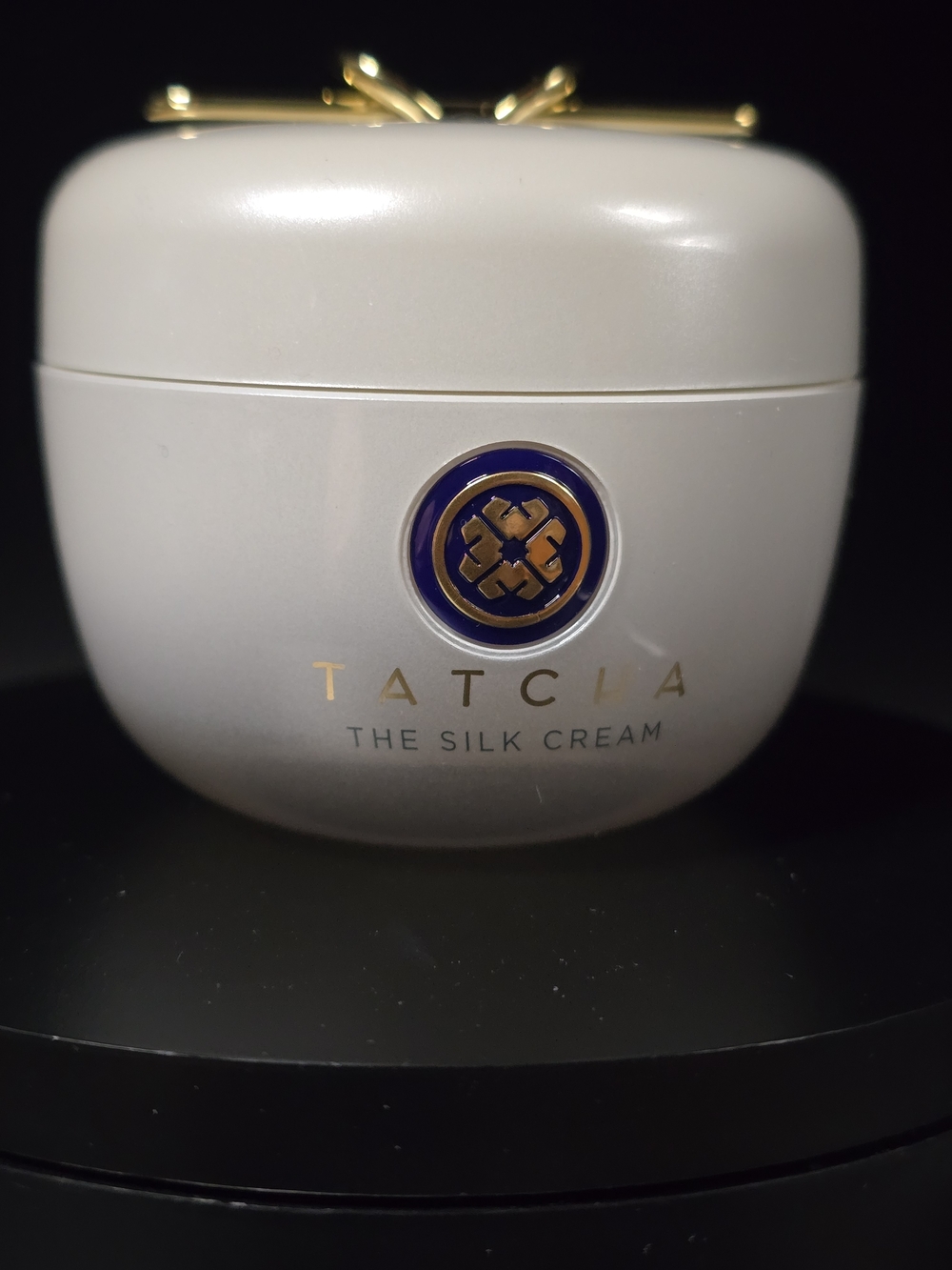 Tatcha Silk Cream - Pearl White Jar with Gold & Navy Emblem